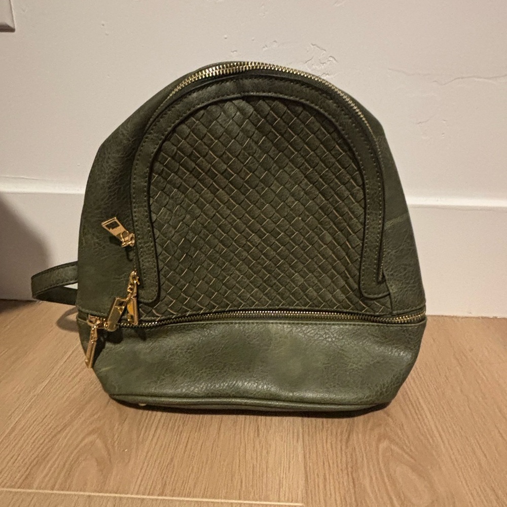 Olive Green Woven Detail Women's Backpack